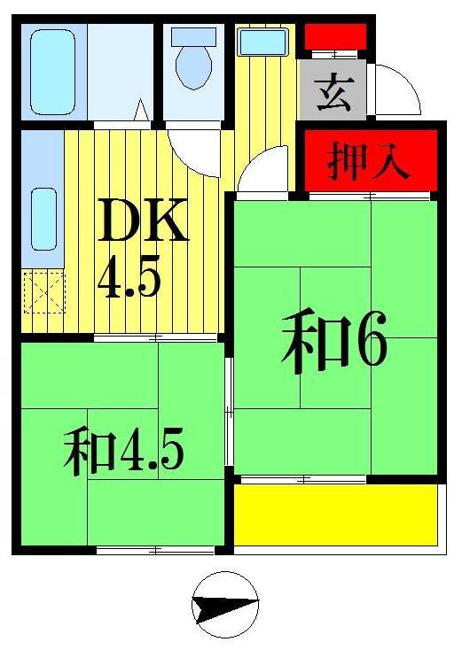 ドミールタカハシI(2DK/1階)の間取り写真