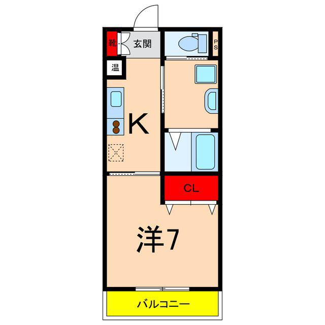 レジデンスやまぶき(1K/1階)の間取り写真