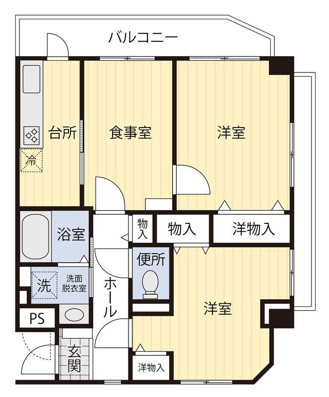 アドニスモリヤ(2DK/3階)の間取り写真