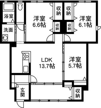 SAKURA(3LDK/1階)の間取り写真