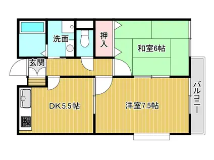 オーベルジュ出来島(2K/2階)の間取り写真