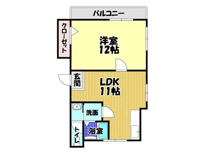 近鉄長野線 富田林駅 バス乗車時間：8分 最寄りバス停で下車 徒歩7分 3階建 築47年(1LDK/3階)の間取り写真