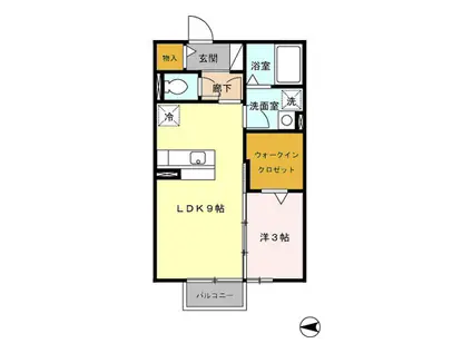 ローリエK 106(1LDK/1階)の間取り写真