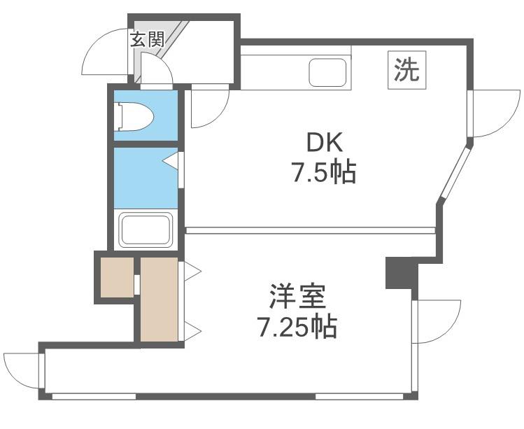 アクトビル(1DK/3階)の間取り写真