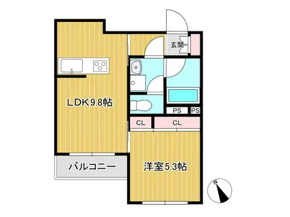 フジパレス船橋海神(1LDK/2階)の間取り写真