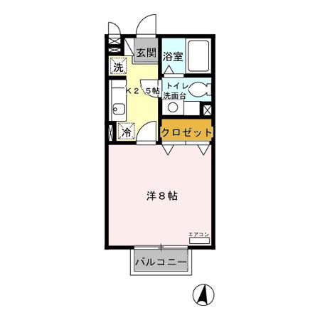 ラフィネ(1K/2階)の間取り写真