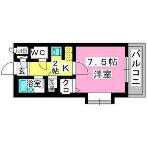 プレデュパルク壱番館(1K/6階)の間取り写真
