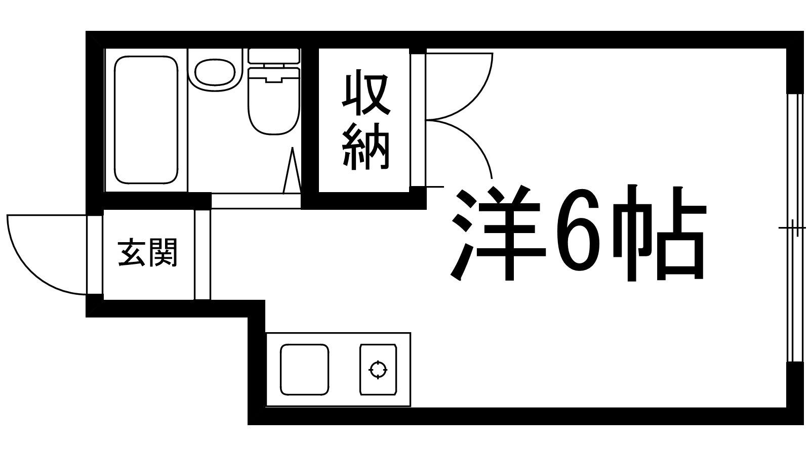 クレセル箕面(ワンルーム/1階)の間取り写真