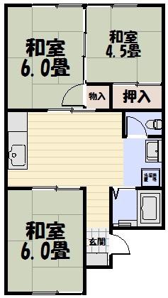 コーポ田原C(3K/2階)の間取り写真