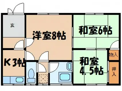 真田第2アパート(3DK/2階)の間取り写真