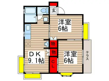 ペガサス斉藤(2DK/1階)の間取り写真