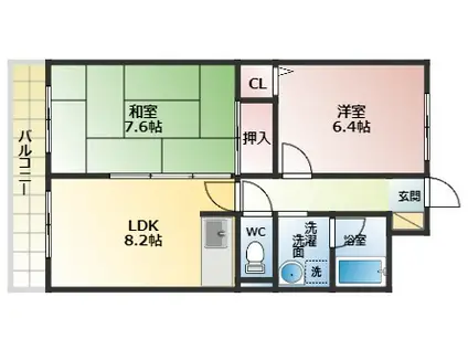 オーレンスヒルズ(2LDK/3階)の間取り写真