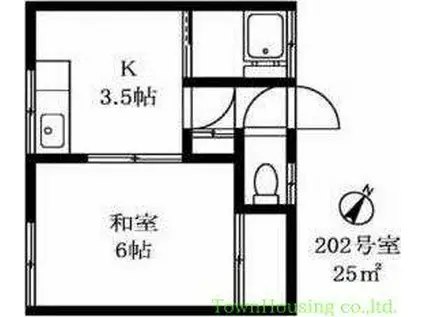 芙蓉荘(1K/2階)の間取り写真