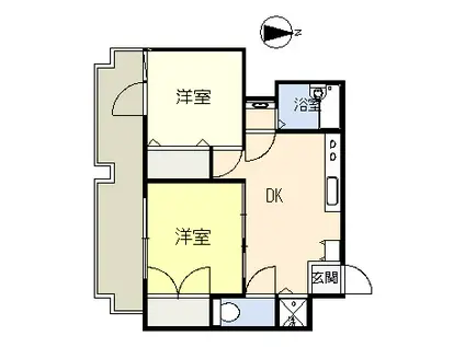 フォーエバー鶴見(2DK/3階)の間取り写真