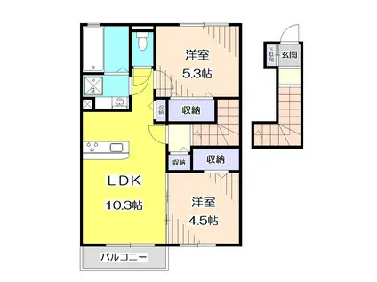 ベルジェI/II(2LDK/2階)の間取り写真