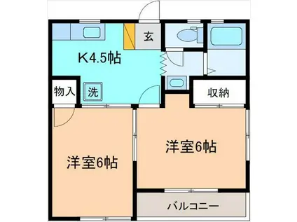 キラナグレート(2K/1階)の間取り写真