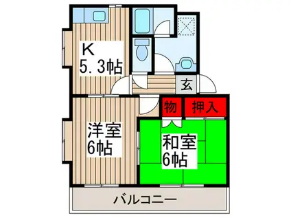 エクセレントヴィラ弐番館(2K/2階)の間取り写真