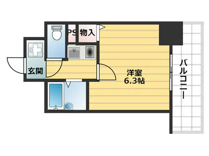ディナスティー清水谷II(1K/11階)の間取り写真