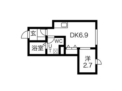 アルカンシエル北仙台(1DK/1階)の間取り写真