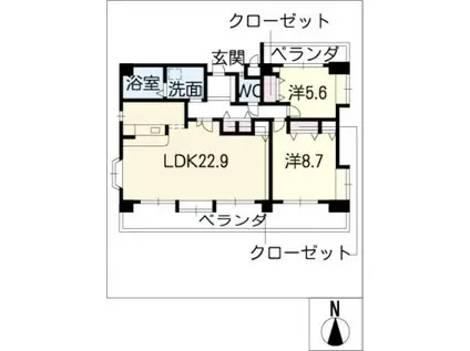稲本ビル(2LDK/2階)の間取り写真