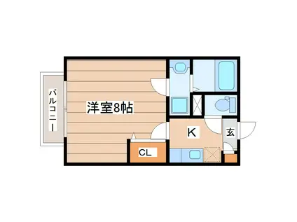 クレフラスト愛宕橋B(1K/1階)の間取り写真
