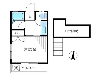 第2山崎ハイツ(1SK/2階)の間取り写真