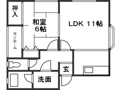 リバティYURI(1LDK/1階)の間取り写真