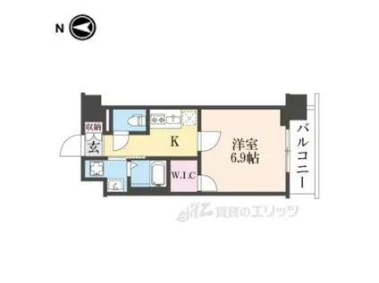 プラシード京都(1K/8階)の間取り写真