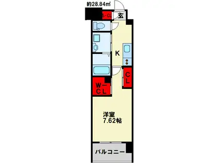 ウイングス西小倉(1K/11階)の間取り写真