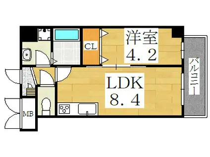 CELSUS長居(1LDK/6階)の間取り写真