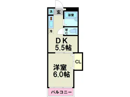 コーポサカモト(1DK/2階)の間取り写真