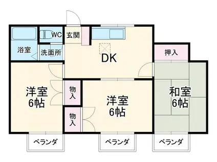 獺郷ドミール21(3DK/2階)の間取り写真