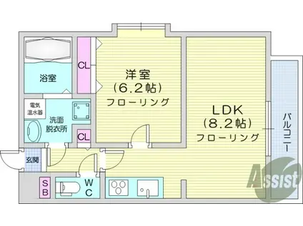 ソレアード小松島Ⅱ(1LDK/3階)の間取り写真