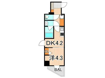 ラフィスタ北綾瀬(1DK/6階)の間取り写真