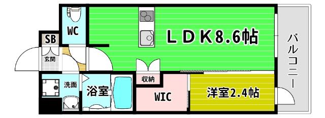 セレニテ阿波座ミラク(1LDK/7階)の間取り写真