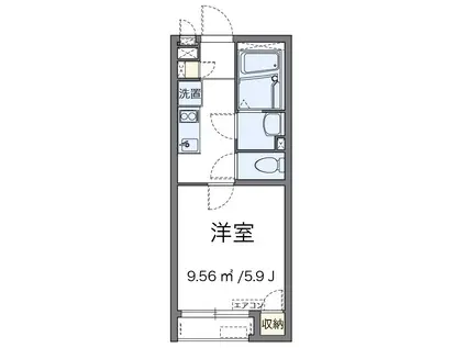 シャーロット(1K/2階)の間取り写真