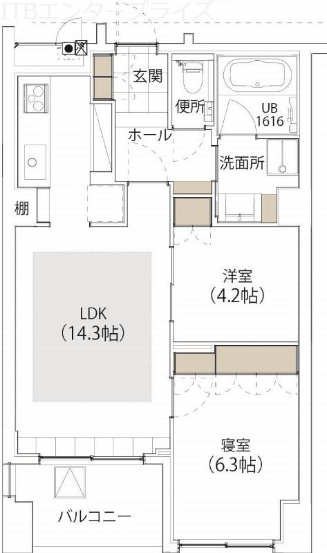 アートフォルム元城(2LDK/3階)の間取り写真