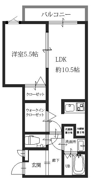 アレグレス(1LDK/3階)の間取り写真