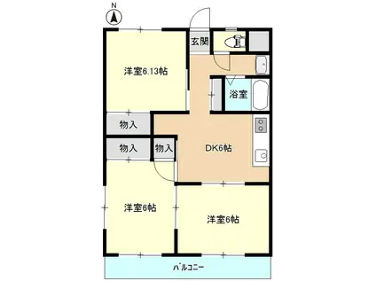 銀星ハイツB(3DK/3階)の間取り写真