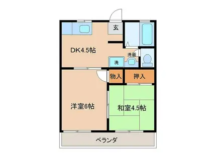 セフィーラ木花A棟(2DK/1階)の間取り写真