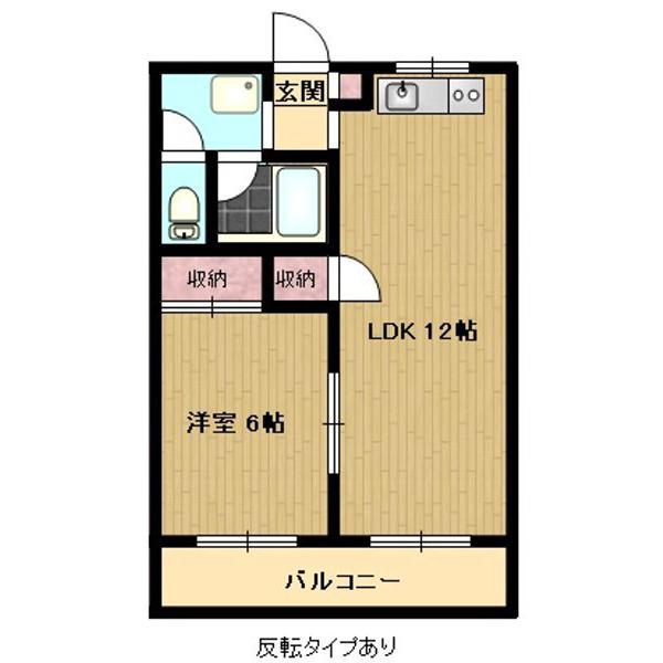 エディフィスみとみ(1LDK/2階)の間取り写真