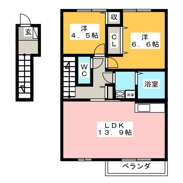 プレジオ(2LDK/2階)の間取り写真