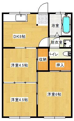長友平四郎アパート(3DK/1階)の間取り写真