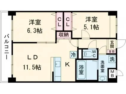 ルーカス長崎諫早I(2LDK/3階)の間取り写真