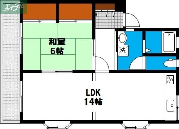 シティパレス西崎(1LDK/2階)の間取り写真
