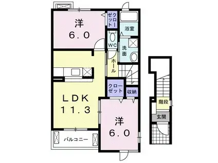 アウローラNSーC(2LDK/2階)の間取り写真