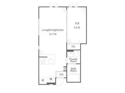 エーデル向山(1LDK/1階)の間取り写真