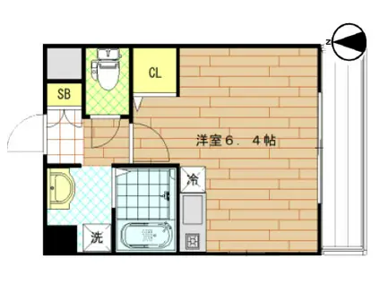 C.CREST八尾(ワンルーム/6階)の間取り写真