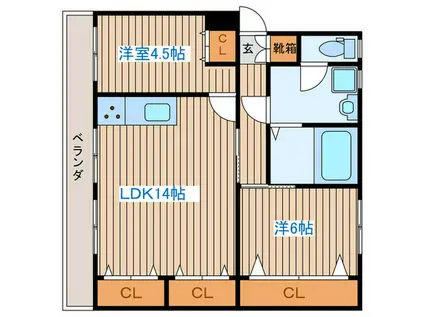 マデーラ東勝山A棟(2LDK/3階)の間取り写真