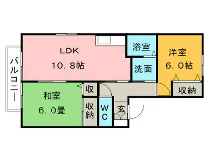 グリーンパーク大善寺II(2LDK/1階)の間取り写真